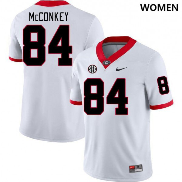 Women's #84 Ladd McConkey Georgia Bulldogs College Football Jersey - White
